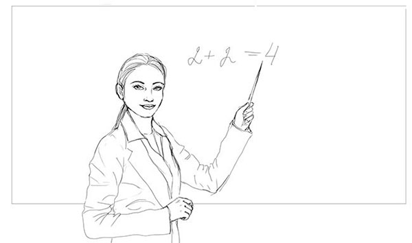 كيفية رسم مدرسة، والمعلمين