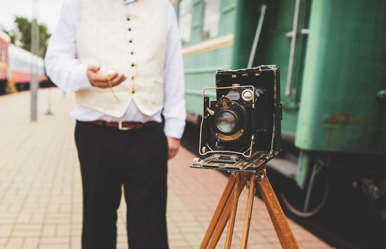 الزفاف، صور، جلسة، إلى داخل، ريترو، ستايل
